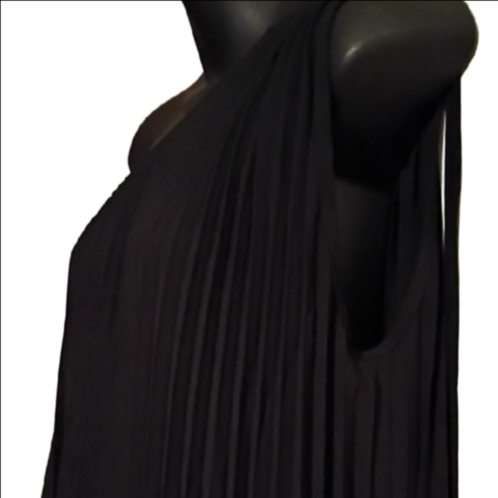 Stylish Black Pleated One Shoulder Dress By BTFBM. Size Large. - Picture 3 of 12